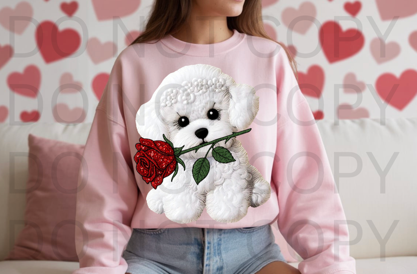 Valentines Poodle #6228 - Ready to Press DTF Transfer Full Color