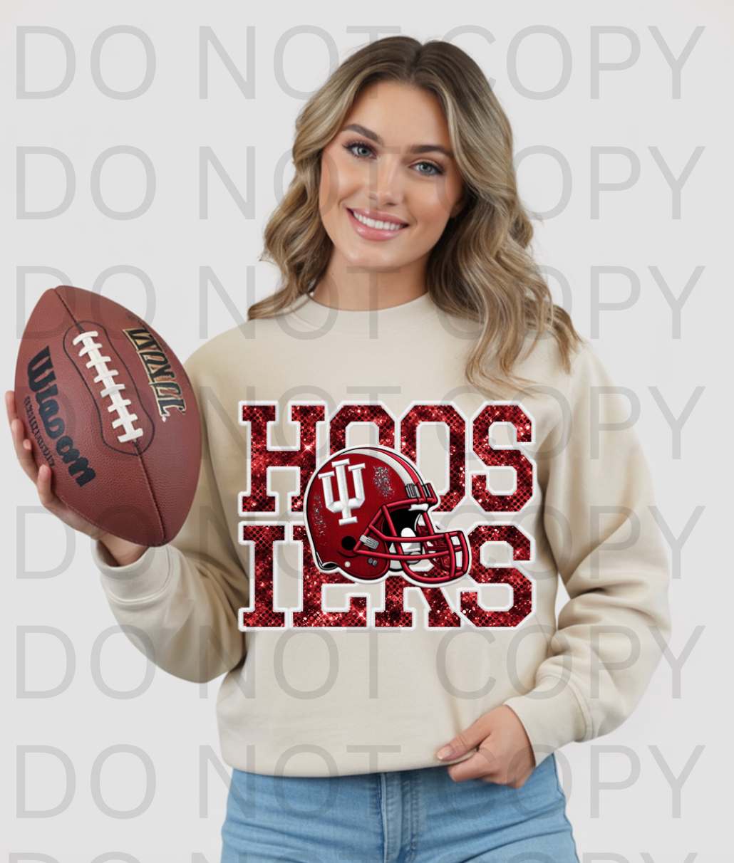 Faux Sequins Hoosiers Helmet #6241 - Ready to Press DTF Transfer Full Color