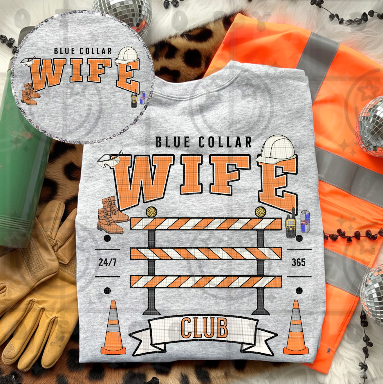 Blue Collar Wife Club (Distressed) #6254 - Ready to Press DTF Transfer Full Color