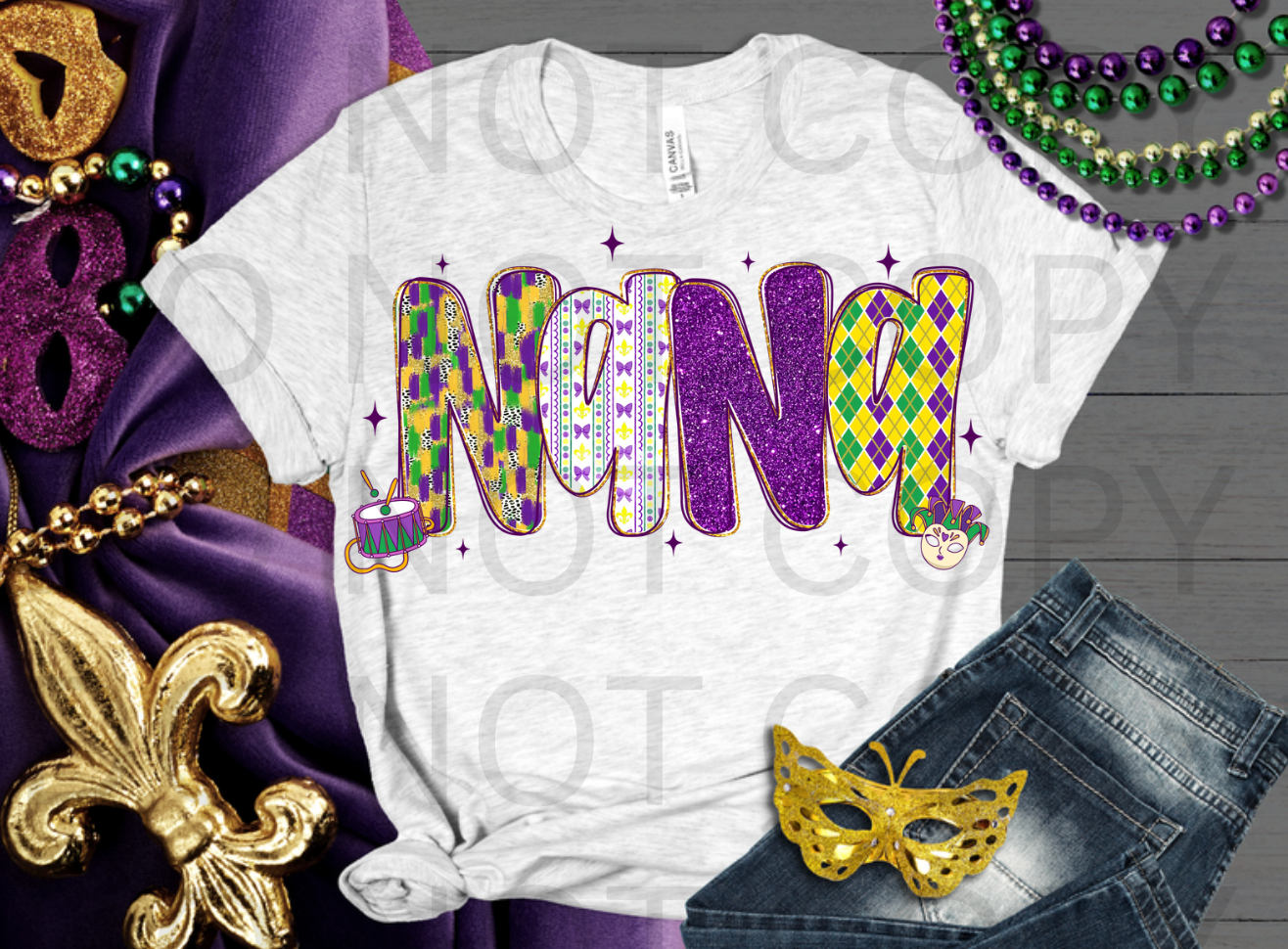 Mardi Gras NANA #6263 - Ready to Press DTF Transfer Full Color