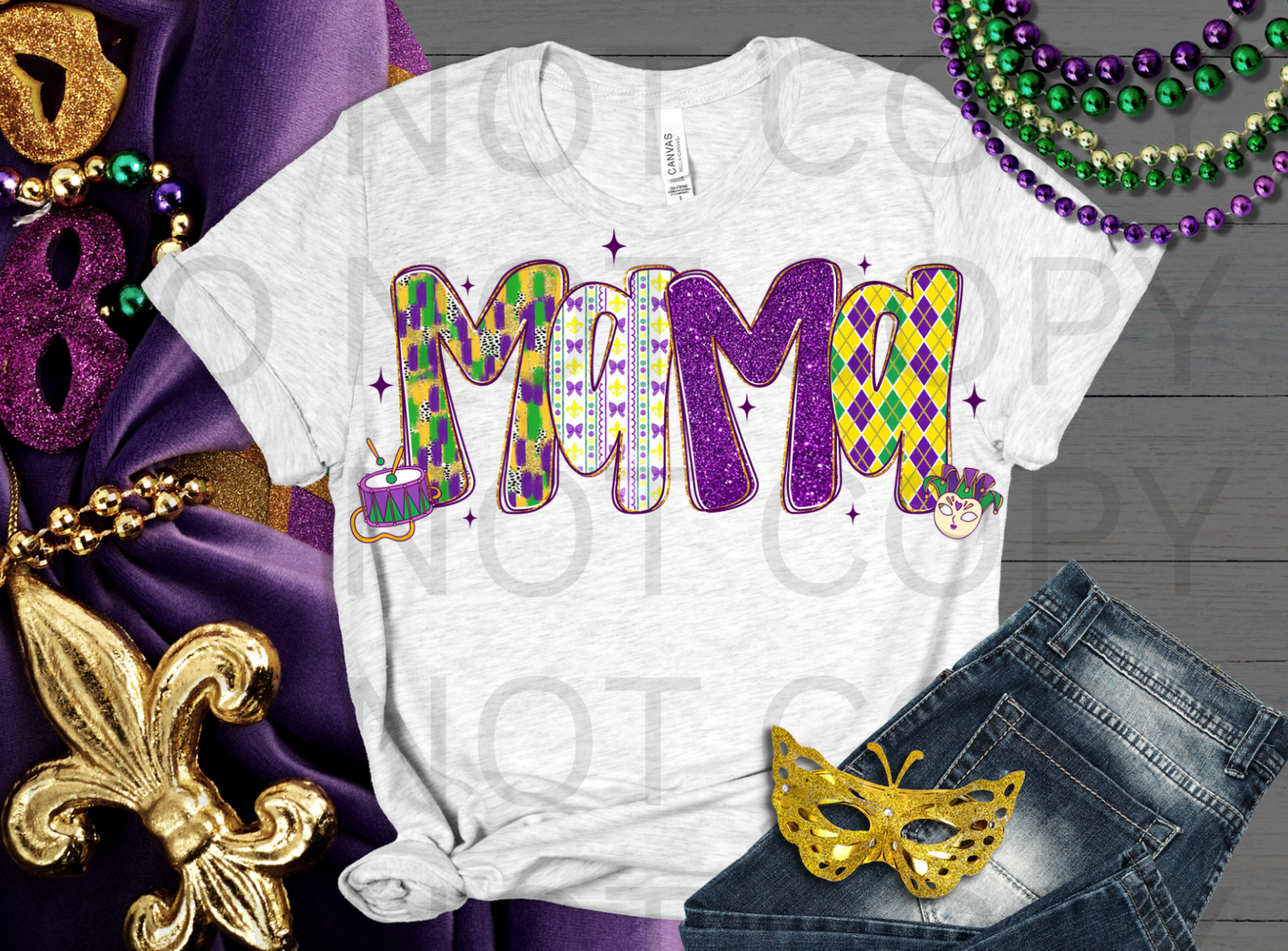 Mardi Gras MAMA #6261 - Ready to Press DTF Transfer Full Color