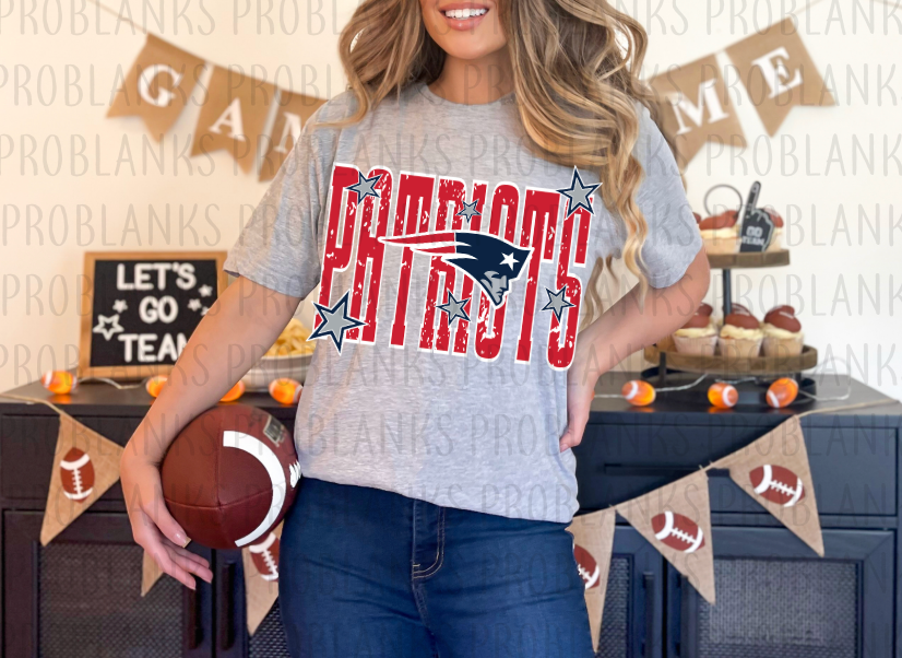 Patriots Distressed Stars Font #003 - Ready to Press DTF Transfer Full Color