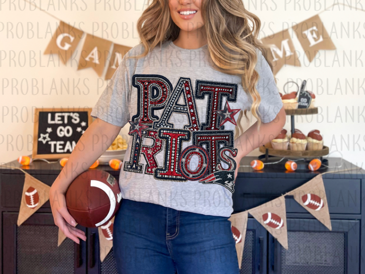 Faux Rhinestoned Patriots #009 - Ready to Press DTF Transfer Full Color