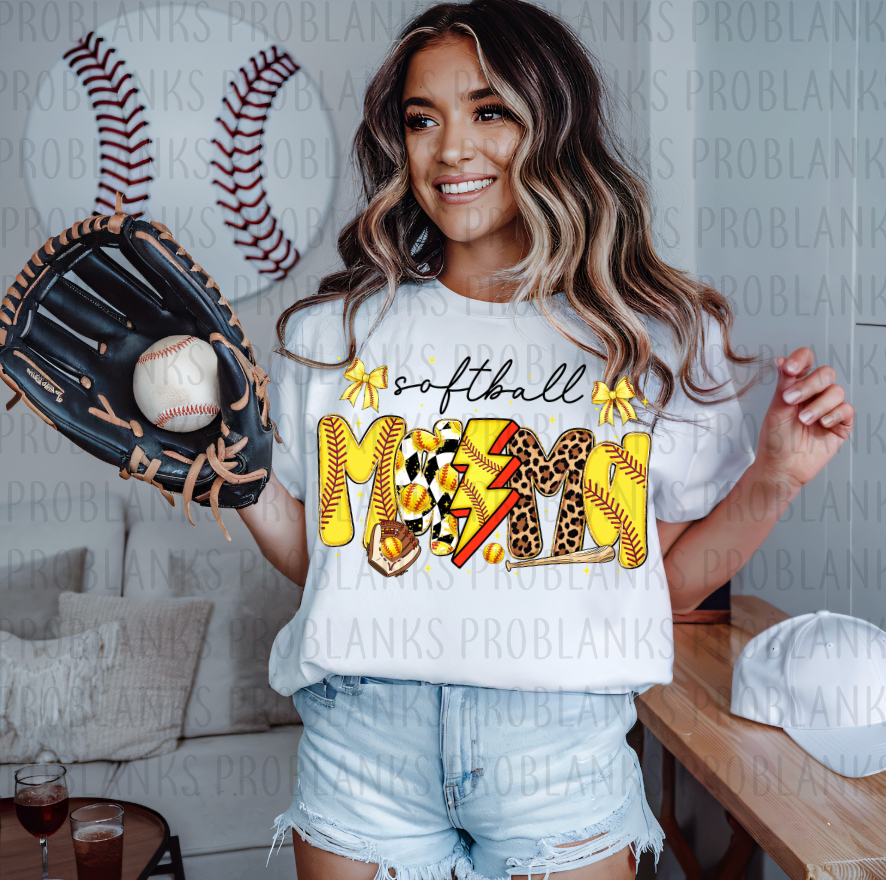 Softball Mama #6306 - Ready to Press DTF Transfer Full Color