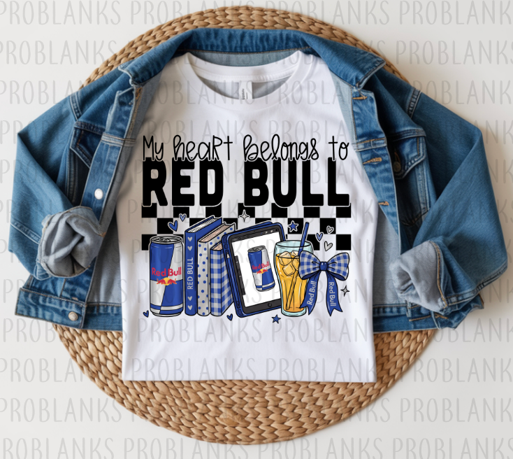 My Heart Belongs To Red Bull #6325 - Ready to Press DTF Transfer Full Color