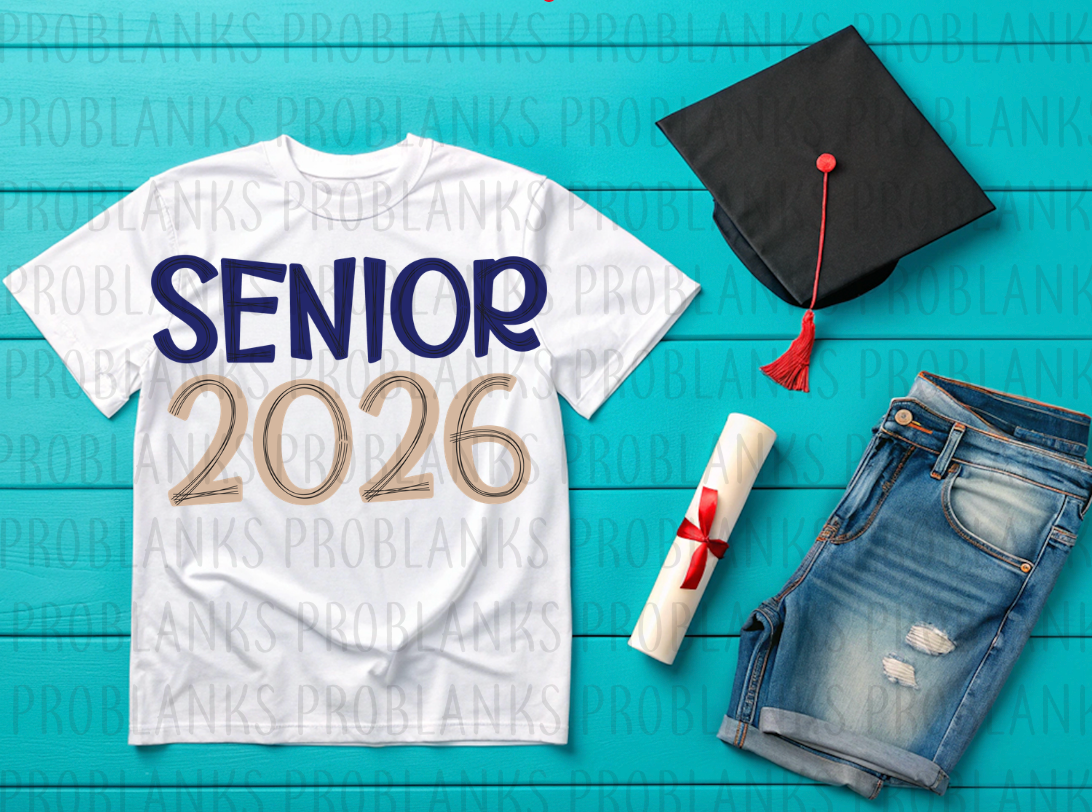 Blue & Tan 2026 Senior #6431 - Ready to Press DTF Transfer Full Color