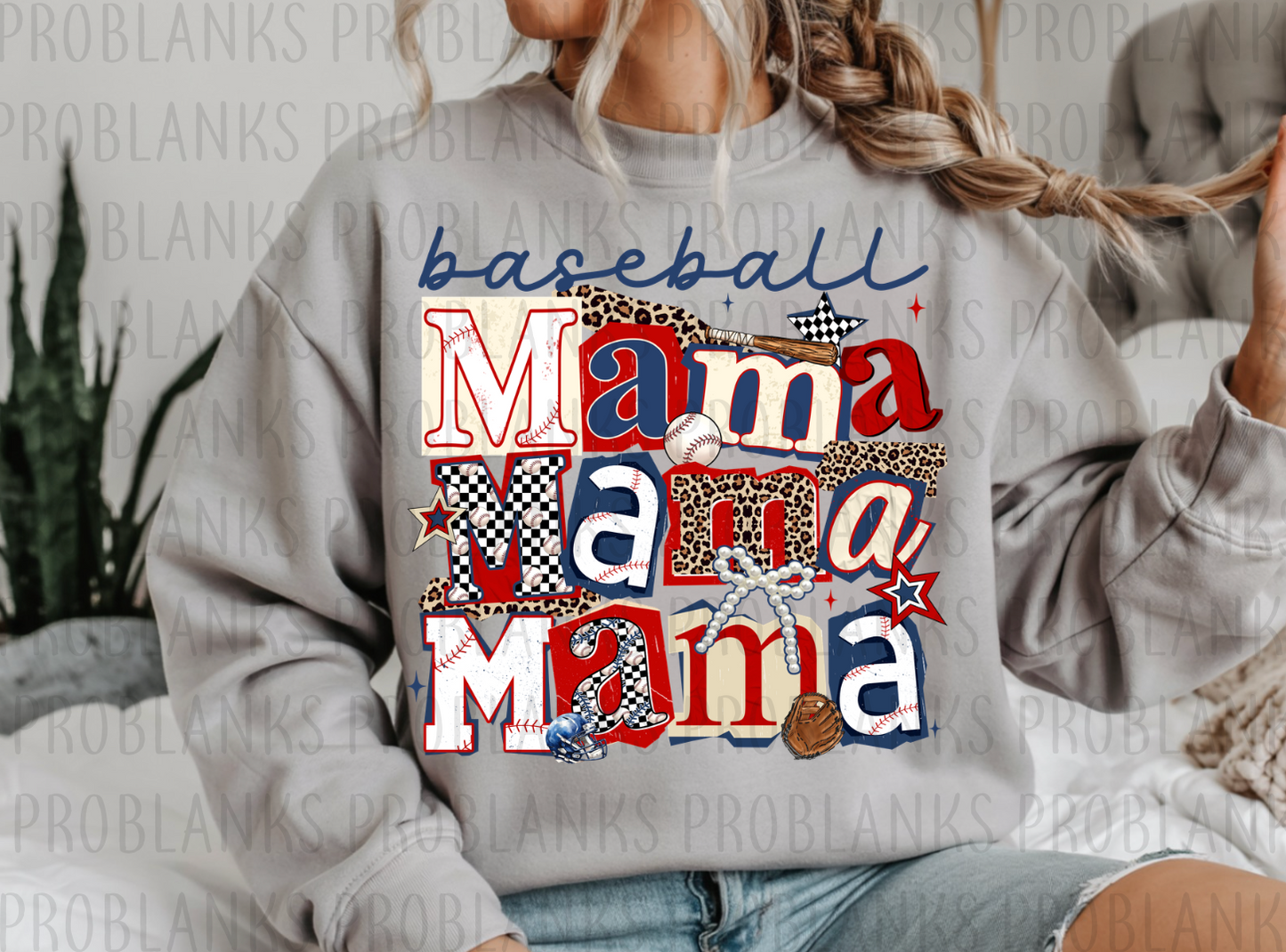 Baseball Mama Stacked #6485 - Ready to Press DTF Transfer Full Color