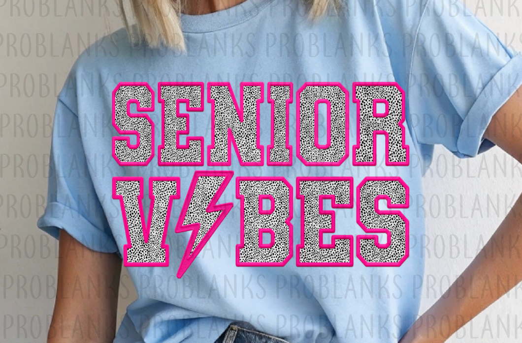 Faux Embroidery Senior Vibes #6518 - Ready to Press DTF Transfer Full Color