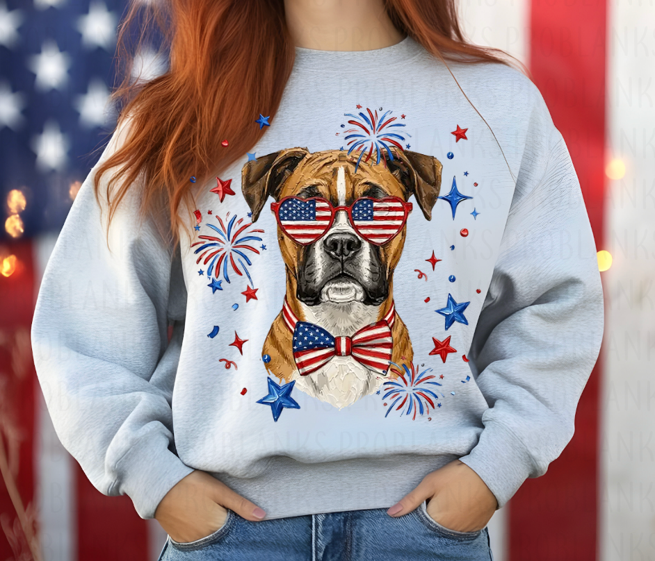 4th Of July Boxer #6744 - Ready to Press DTF Transfer Full Color