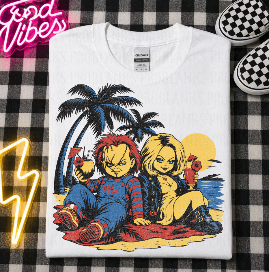 Tiffany & Chucky Beach Day #6820 - Ready to Press DTF Transfer Full Color