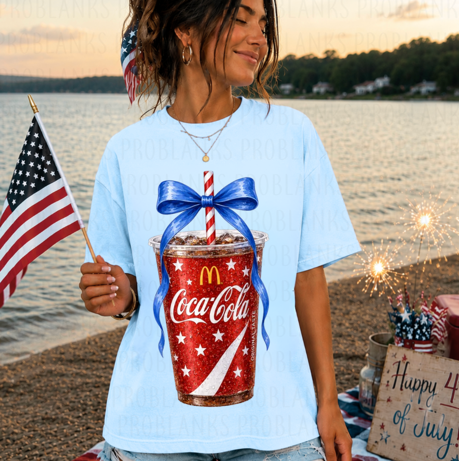 Single Golden Arches Patriotic Coca Cola #6828 - Ready to Press DTF Transfer Full Color