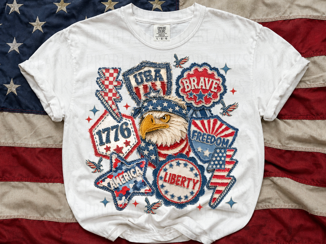 USA Faux Denim #6944 - Ready to Press DTF Transfer Full Color