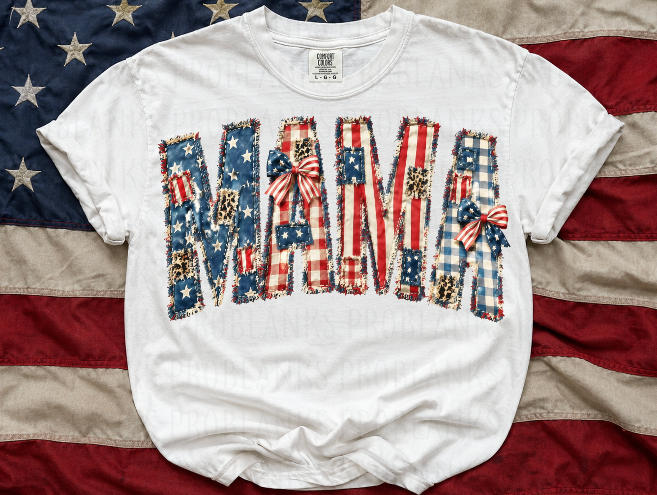Mama USA Patchwork #6947 - Ready to Press DTF Transfer Full Color