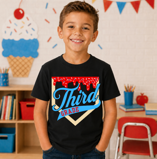 Third Grade Baseball Ice Cream Drip #7088 - Ready to Press DTF Transfer Full Color
