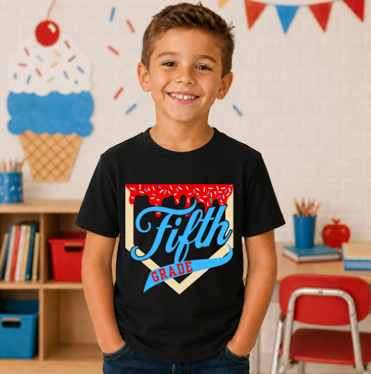 Fifth Grade Baseball Ice Cream Drip #7090 - Ready to Press DTF Transfer Full Color