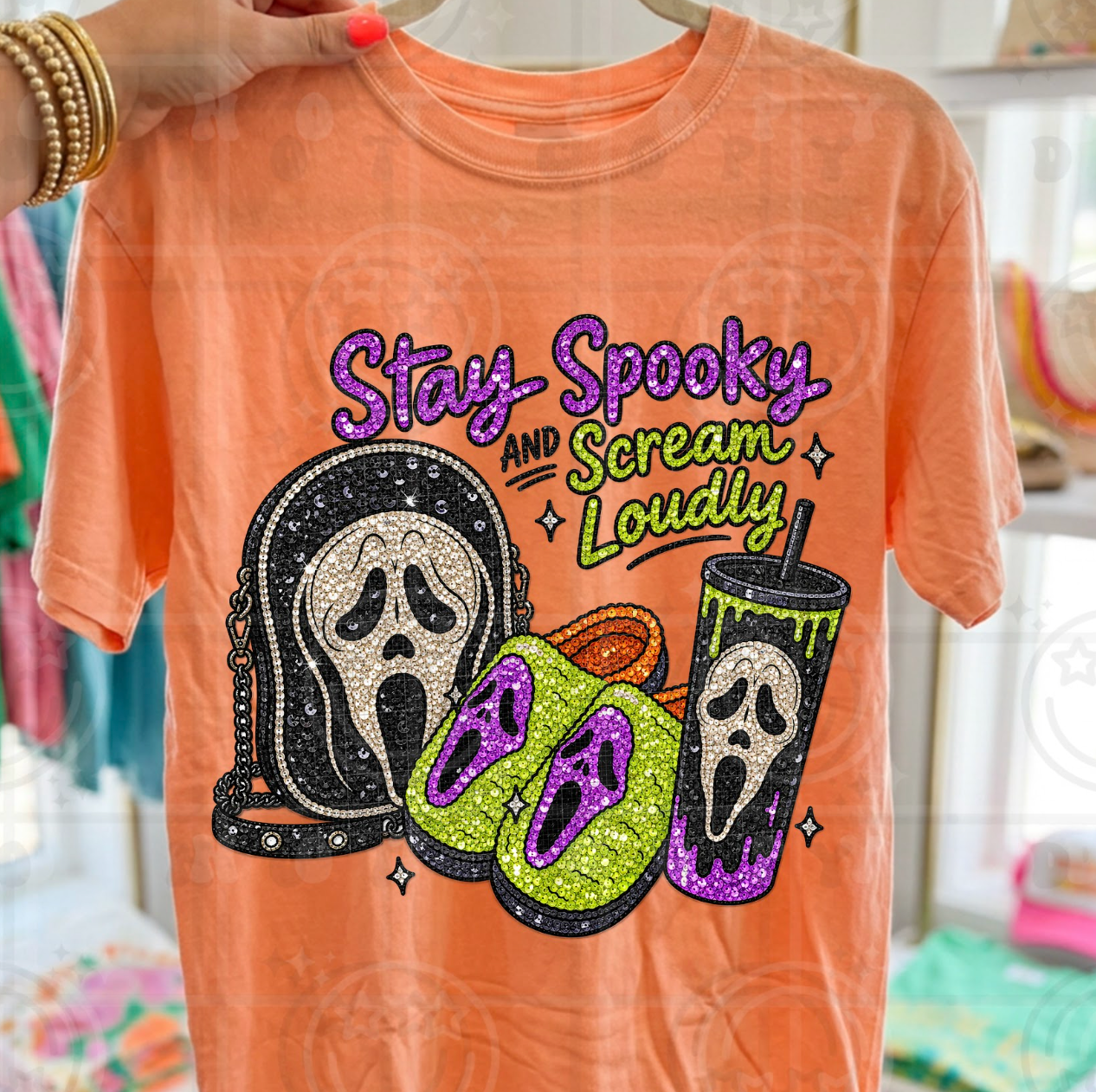 Stay Spooky & Scream Loudly Sequins #7107 - Ready to Press DTF Transfer Full Color
