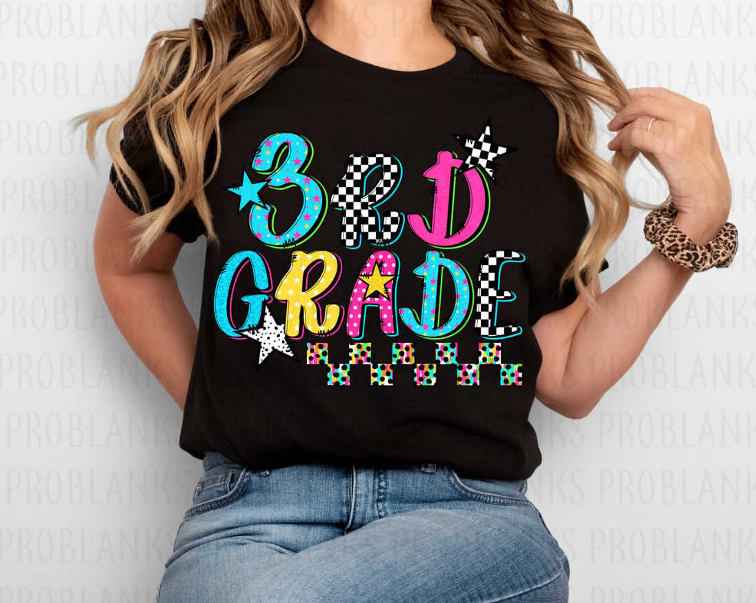 Retro 3rd Grade #7116 - Ready to Press DTF Transfer Full Color