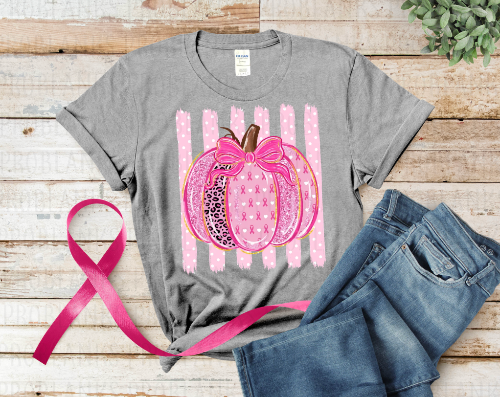 Breast Cancer Pumpkin #7187 - Ready to Press DTF Transfer Full Color