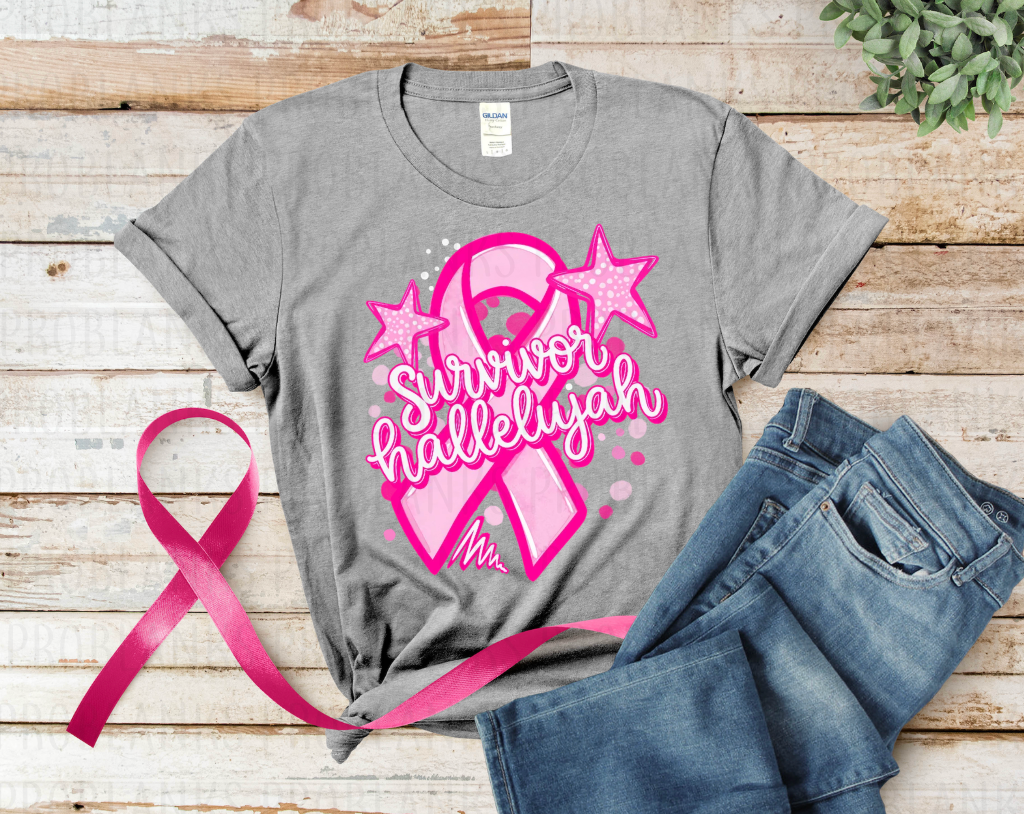 Breast Cancer Survivor, Hallelujah #7182 - Ready to Press DTF Transfer Full Color