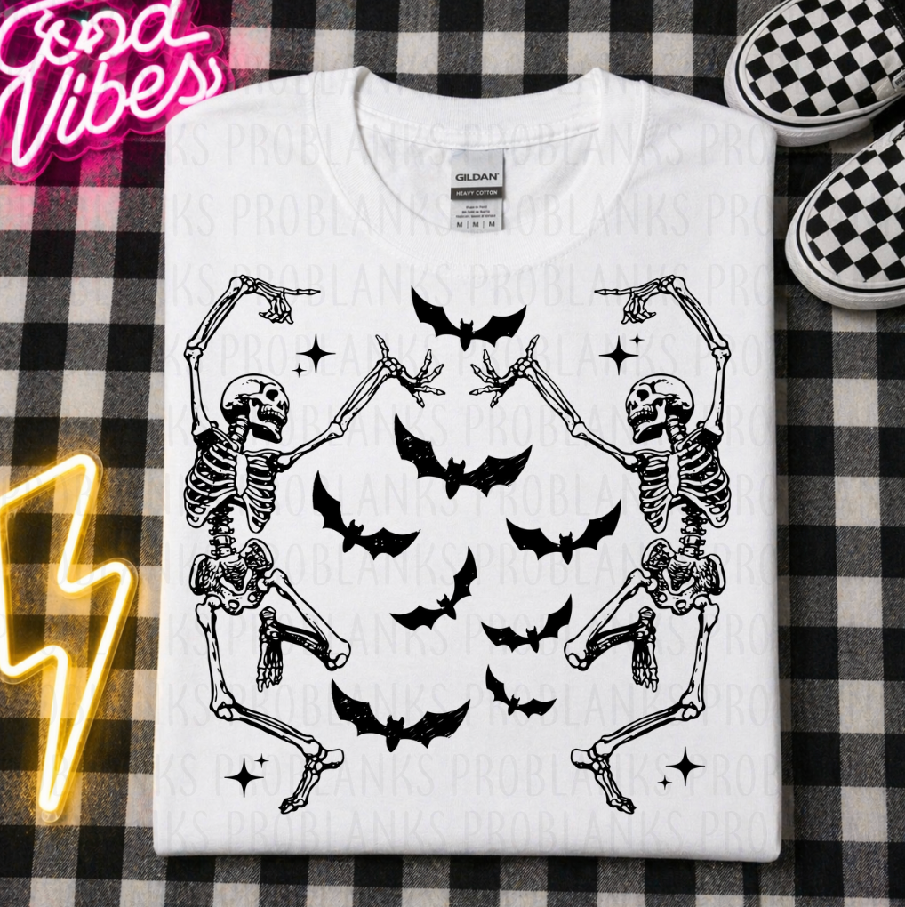 Dancing Skeletons & Bats - $2 Transfer Thursday - ADULT 11 Inch Transfer