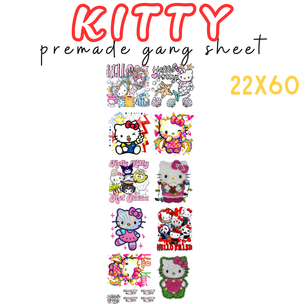 Kitty Pre-Made DTF Gang Sheet 22x60