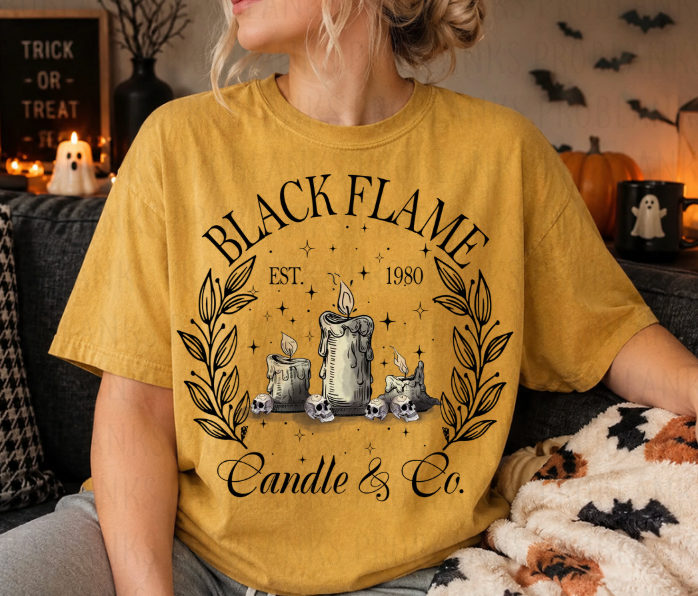 Black Flame Candles & Co #7235 - Ready to Press DTF Transfer Full Color