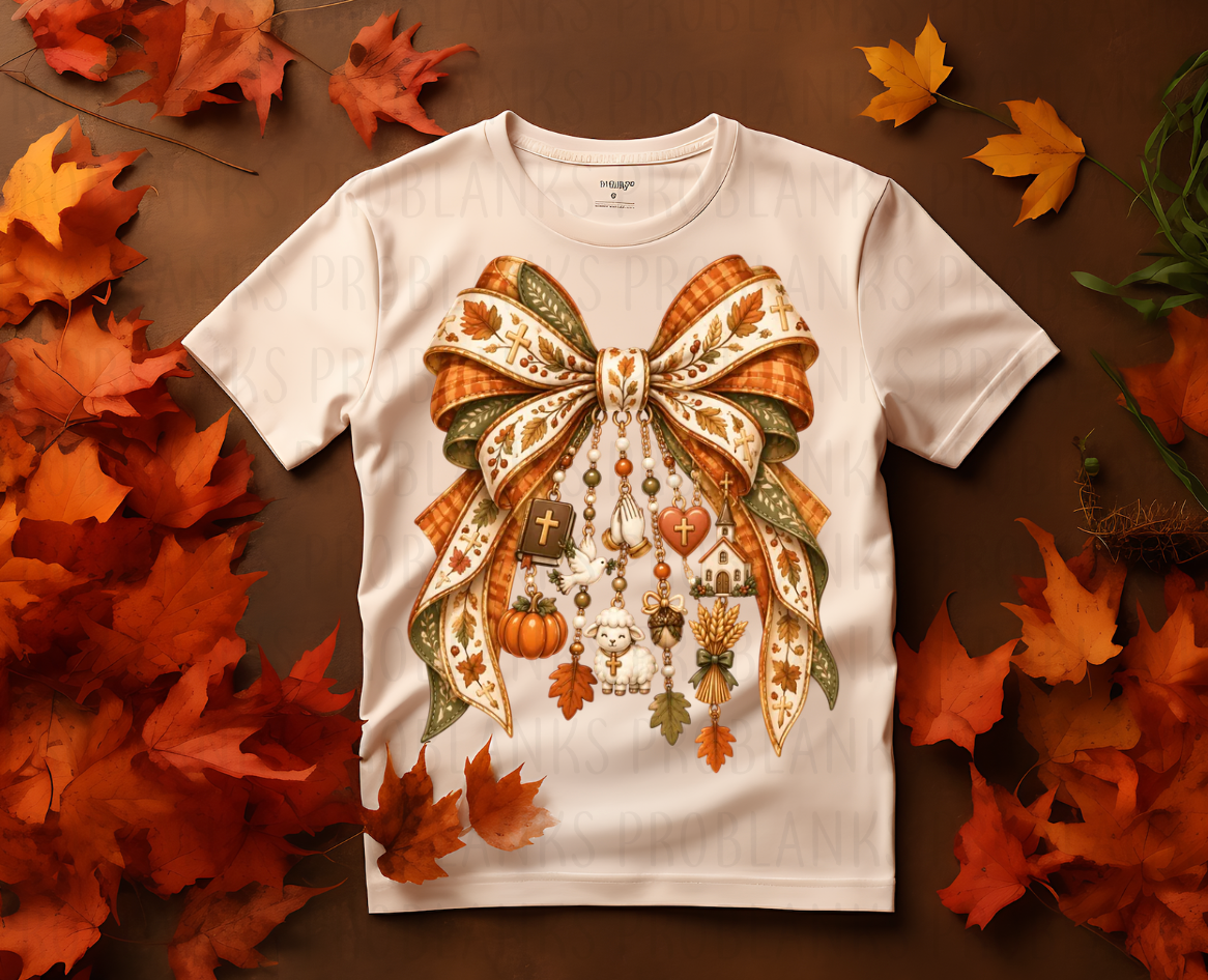 Fall Religious Bow #7273 - Ready to Press DTF Transfer Full Color