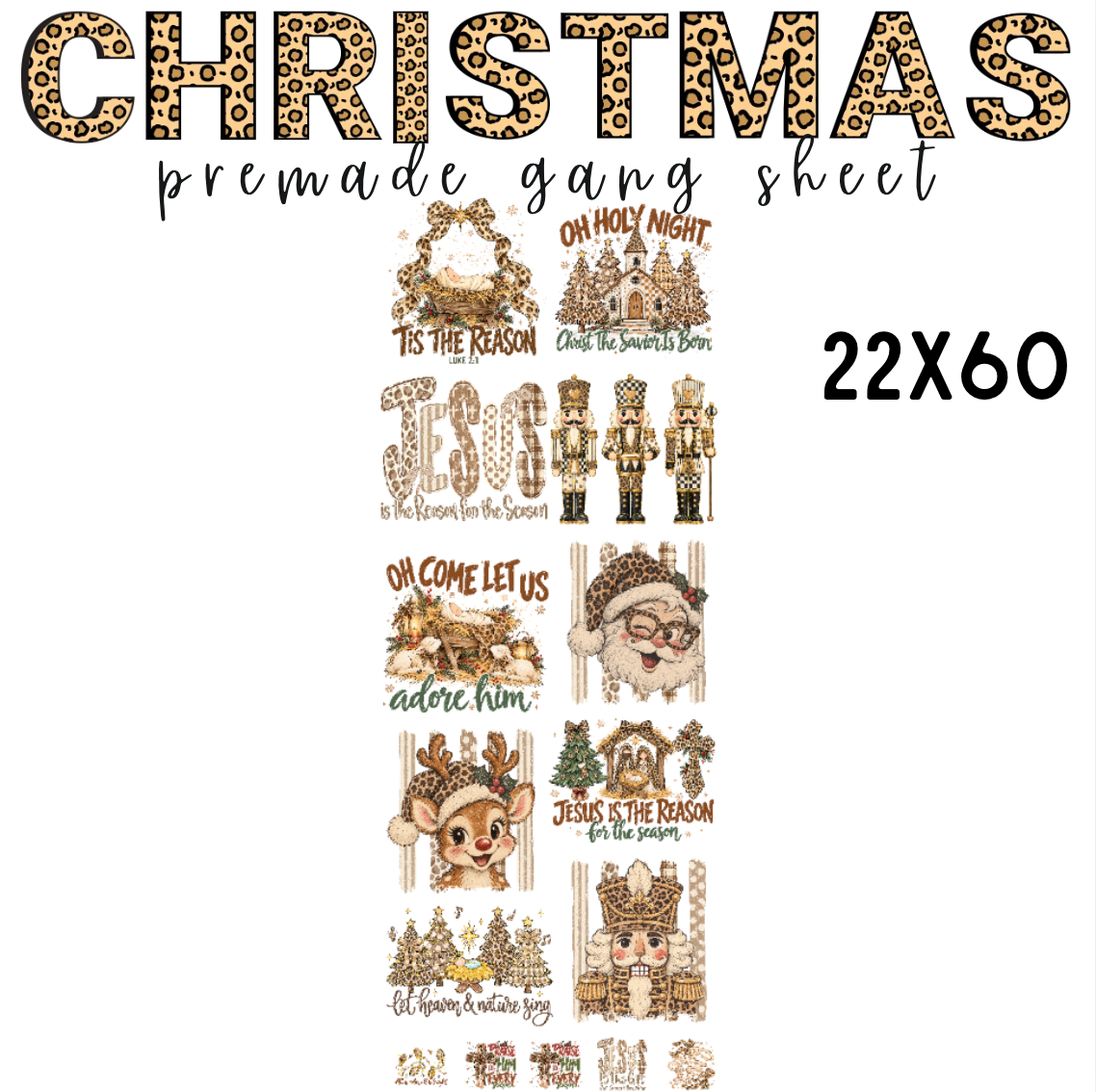 Animal-Print Christmas Pre-Made DTF Gang Sheet 22x60