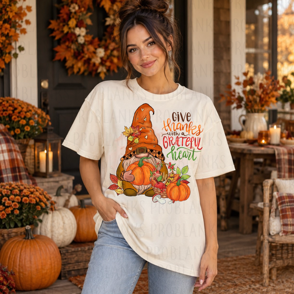 Give Thanks Gnome - $2 Transfer Thursday - ADULT 11 Inch Transfer