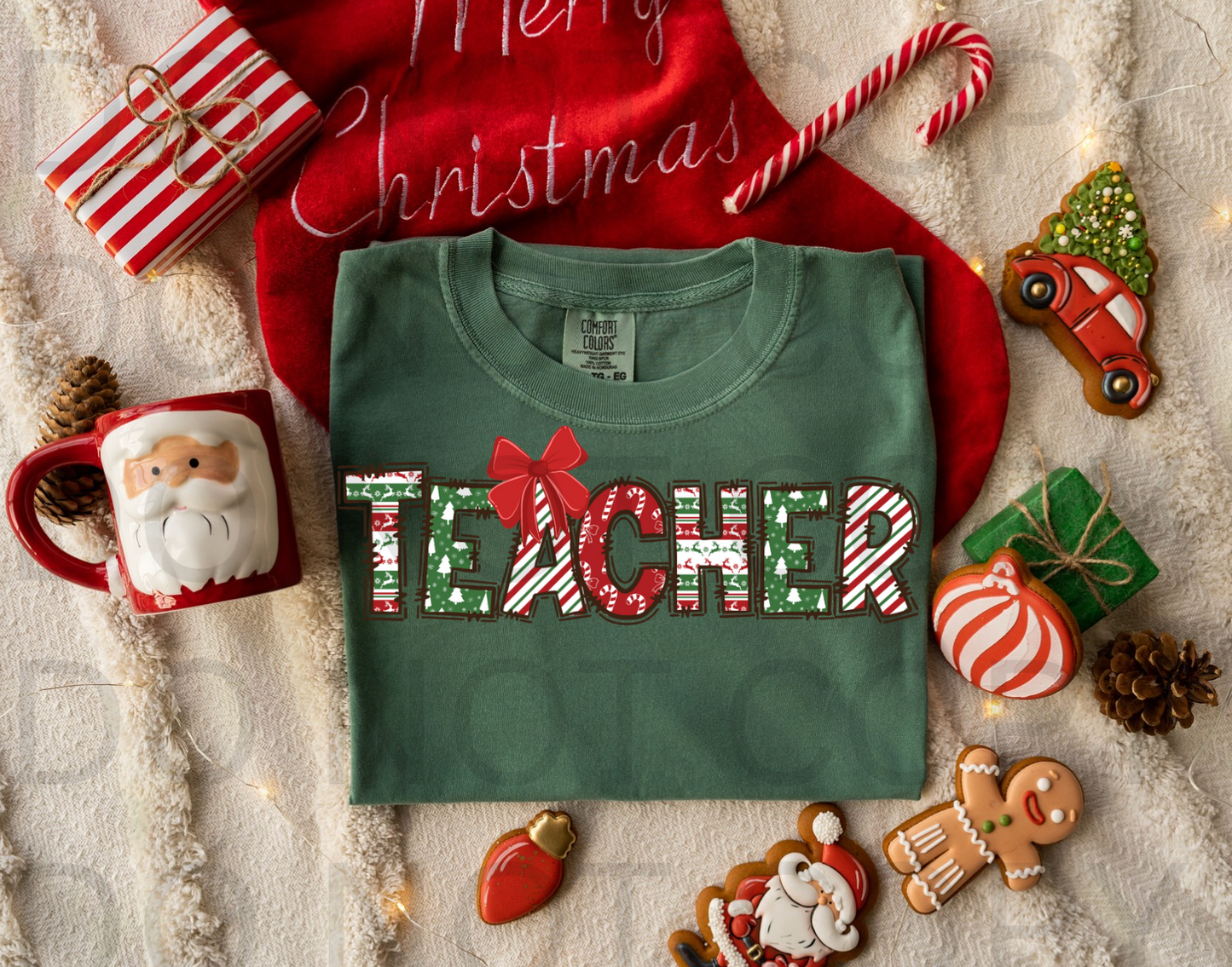 Christmas Teacher #5858 - Ready to Press DTF Transfer Full Color