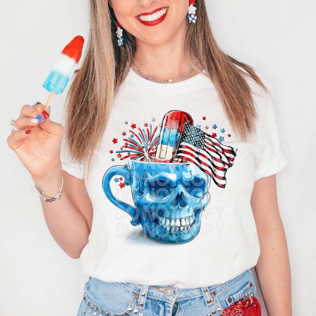 4th Skull #1920 - Ready to Press DTF Transfer Full Color - Pro Blanks