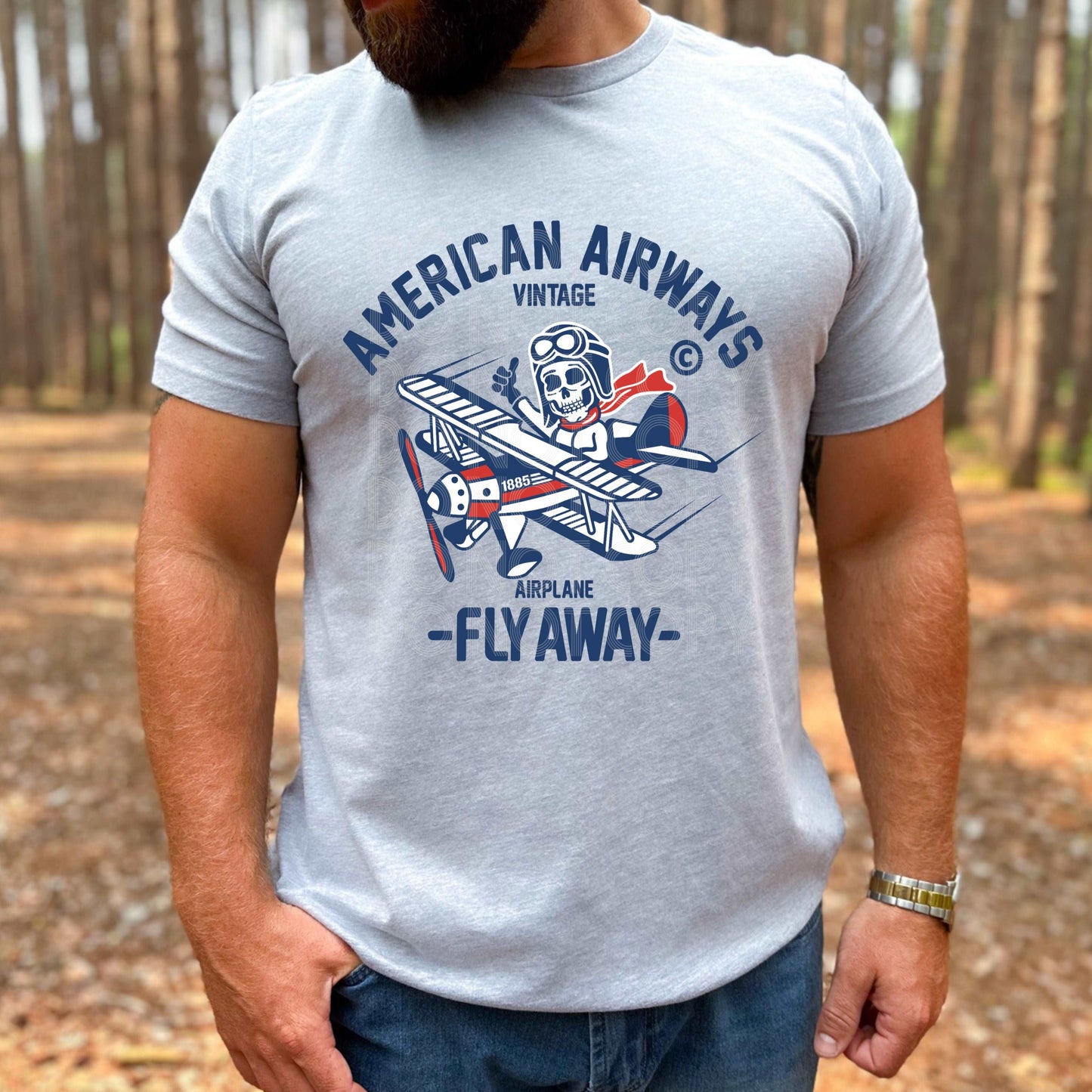 American Airways #3266- Ready to Press DTF Transfer Full Color - Pro Blanks