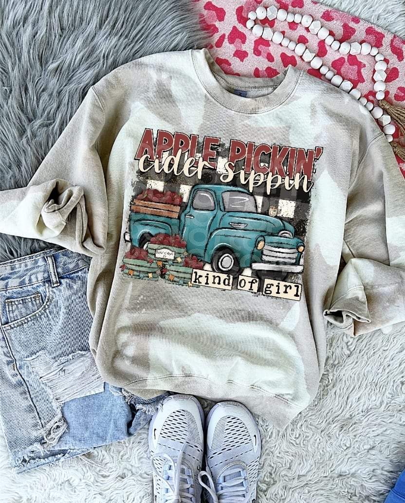 Apple Pickin Cider Sippin #3816 - Ready to Press DTF Transfer Full Color - Pro Blanks