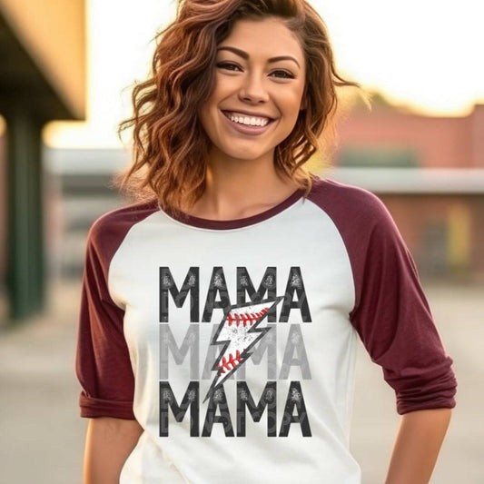 Baseball Mama Embroidered #1504  - Ready to Press DTF Transfer Full Color - Pro Blanks