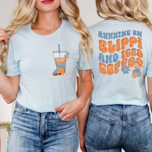 Blippi & Iced Coffee POCKET ONLY #1488  - Ready to Press DTF Transfer Full Color - Pro Blanks