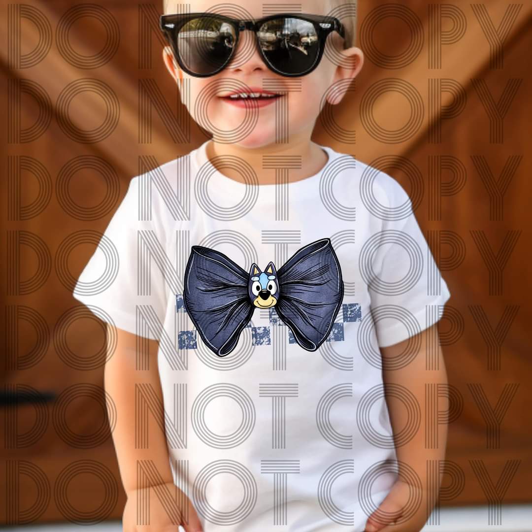 Blue Dog Dark Blue Bowtie #3087 - Ready to Press DTF Transfer Full Color - Pro Blanks