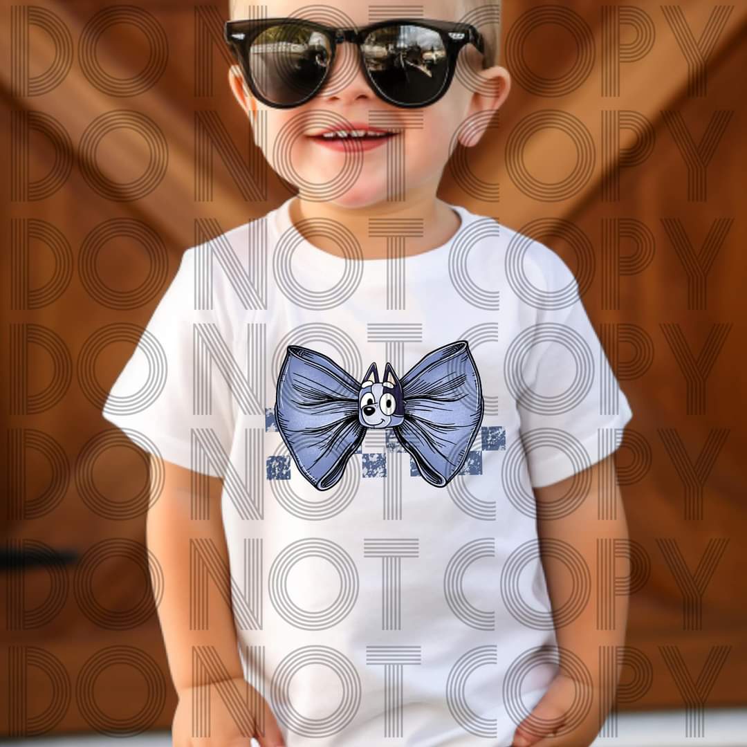 Blue Dog Light Blue Bowtie #3089 - Ready to Press DTF Transfer Full Color - Pro Blanks