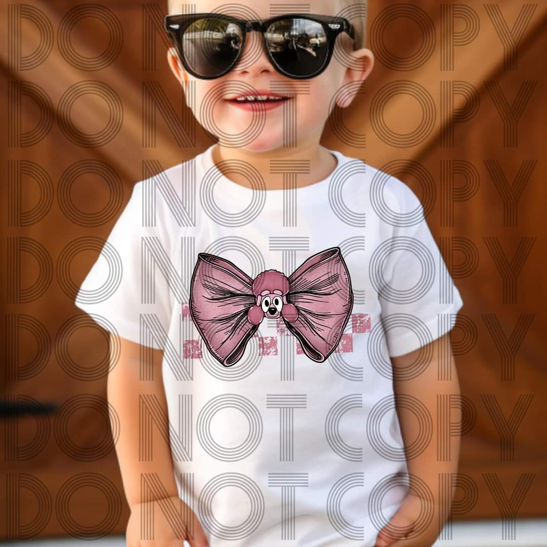 Blue Dog Pink Bowtie #3093 - Ready to Press DTF Transfer Full Color - Pro Blanks