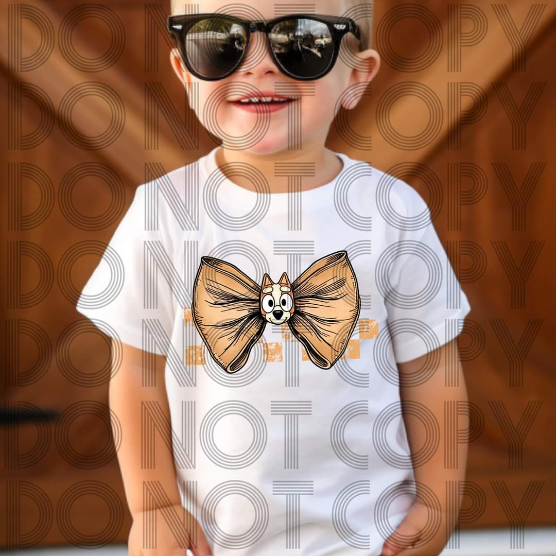 Blue Dog Tan Bowtie #3097 - Ready to Press DTF Transfer Full Color - Pro Blanks