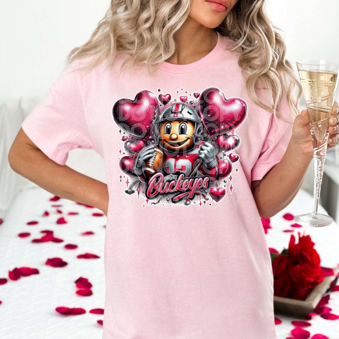 Buckeyes Hearts #1260 - Ready to Press DTF Transfer Full Color - Pro Blanks
