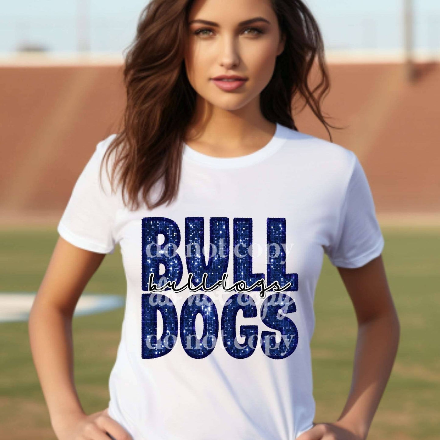 Bulldogs Blue Sequins- Ready to Press DTF Transfer Full Color - Pro Blanks