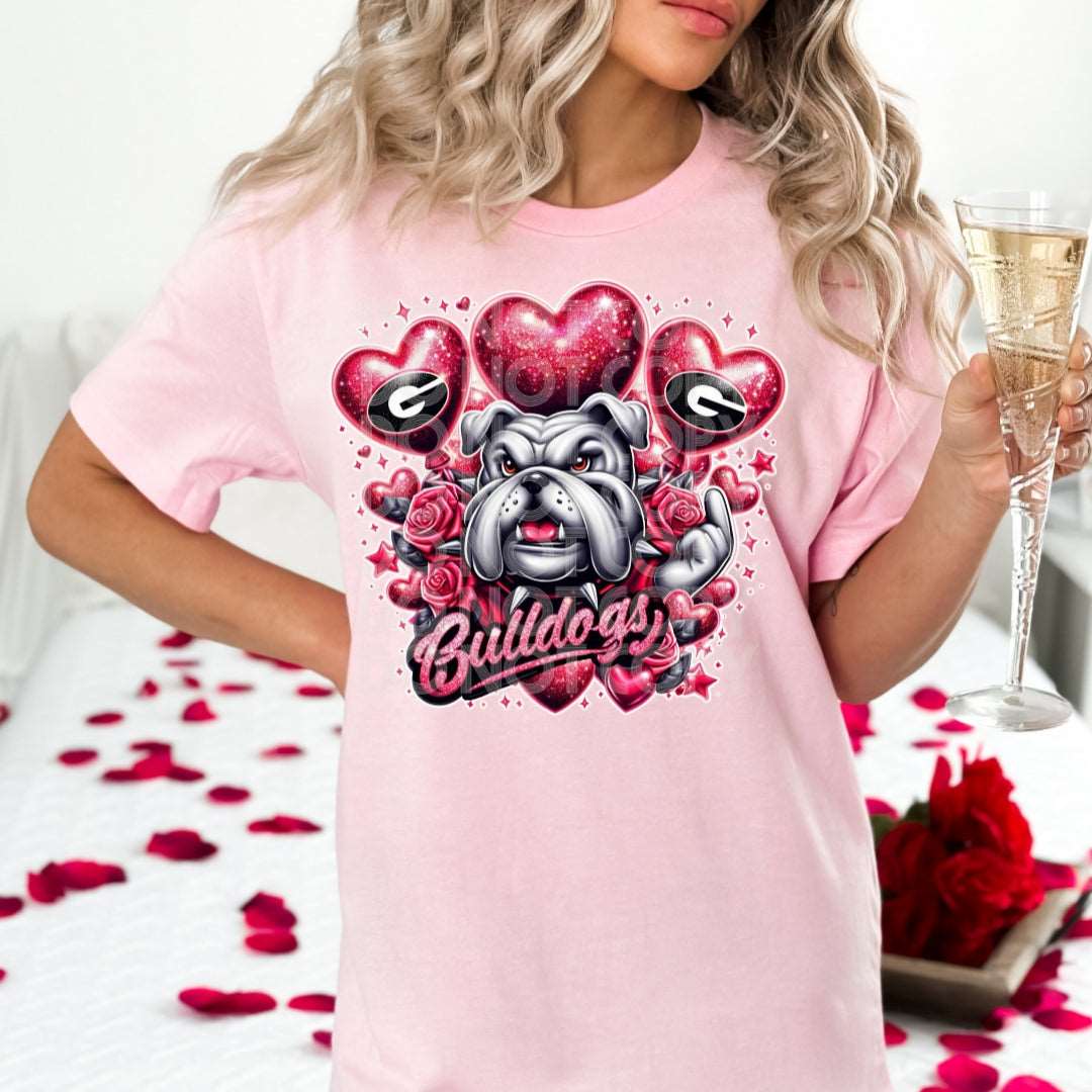 Bulldogs Hearts #1258 - Ready to Press DTF Transfer Full Color - Pro Blanks