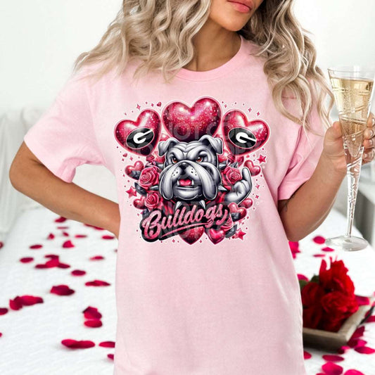 Bulldogs Hearts #1258 - Ready to Press DTF Transfer Full Color - Pro Blanks