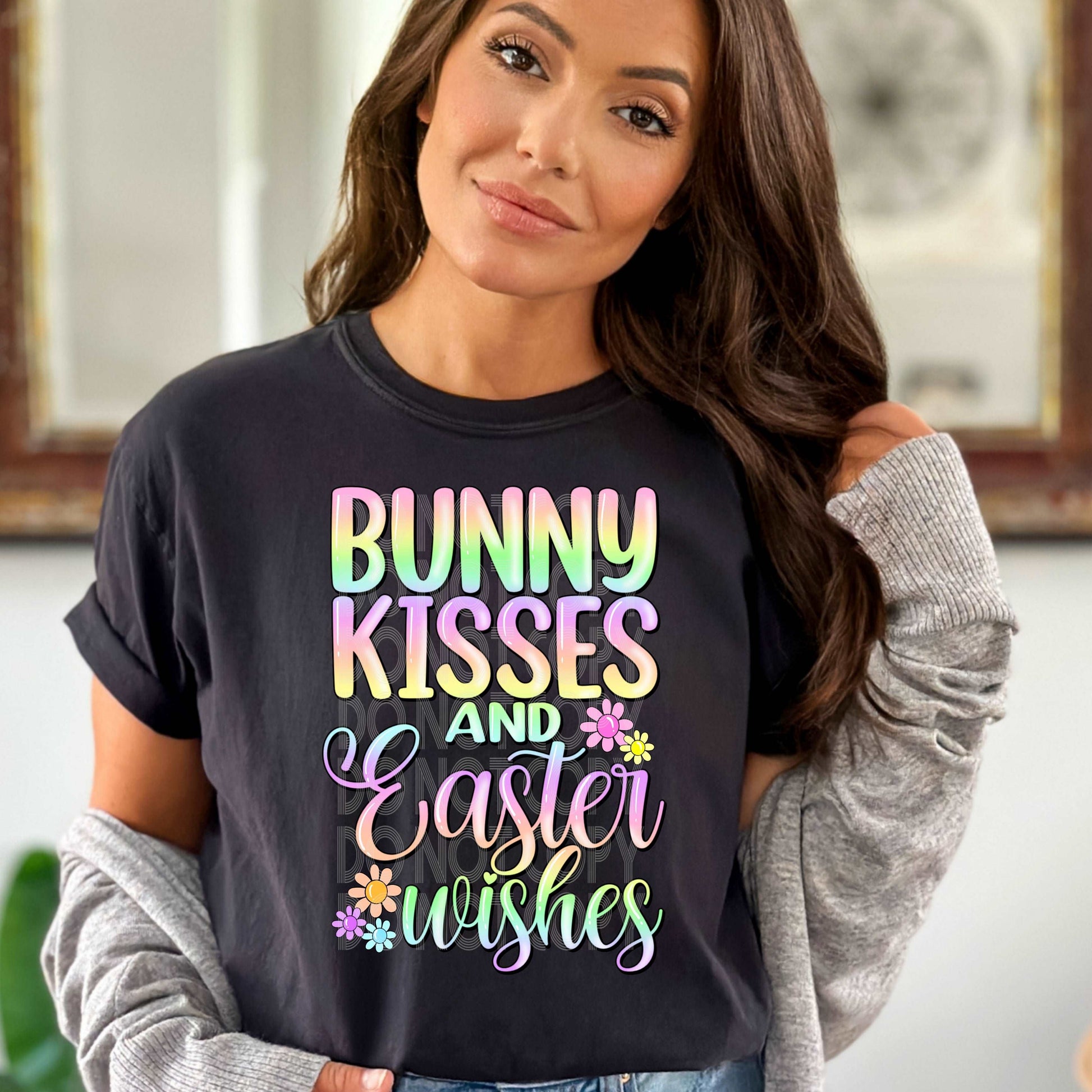 Bunny Kisses & Easter Wishes #1638  - Ready to Press DTF Transfer Full Color - Pro Blanks