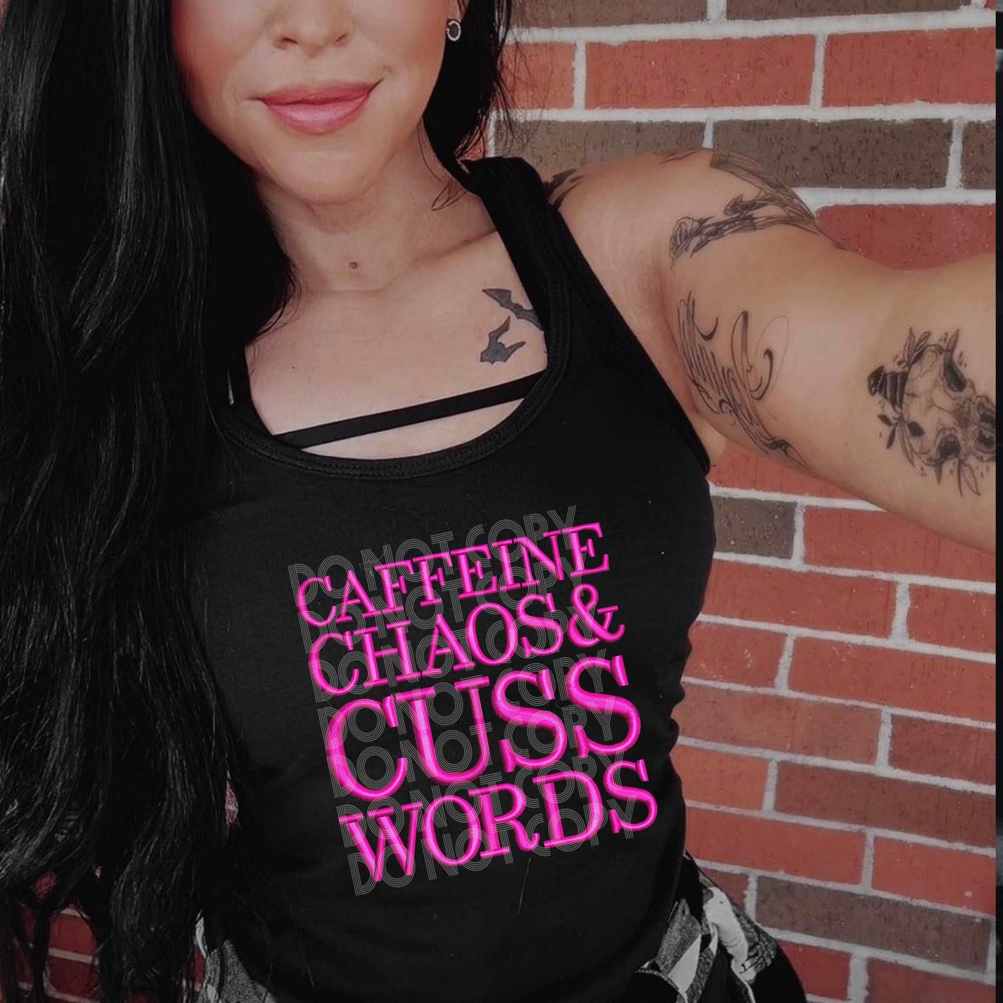 Caffeine & Cuss Words #3138 - Ready to Press DTF Transfer Full Color - Pro Blanks