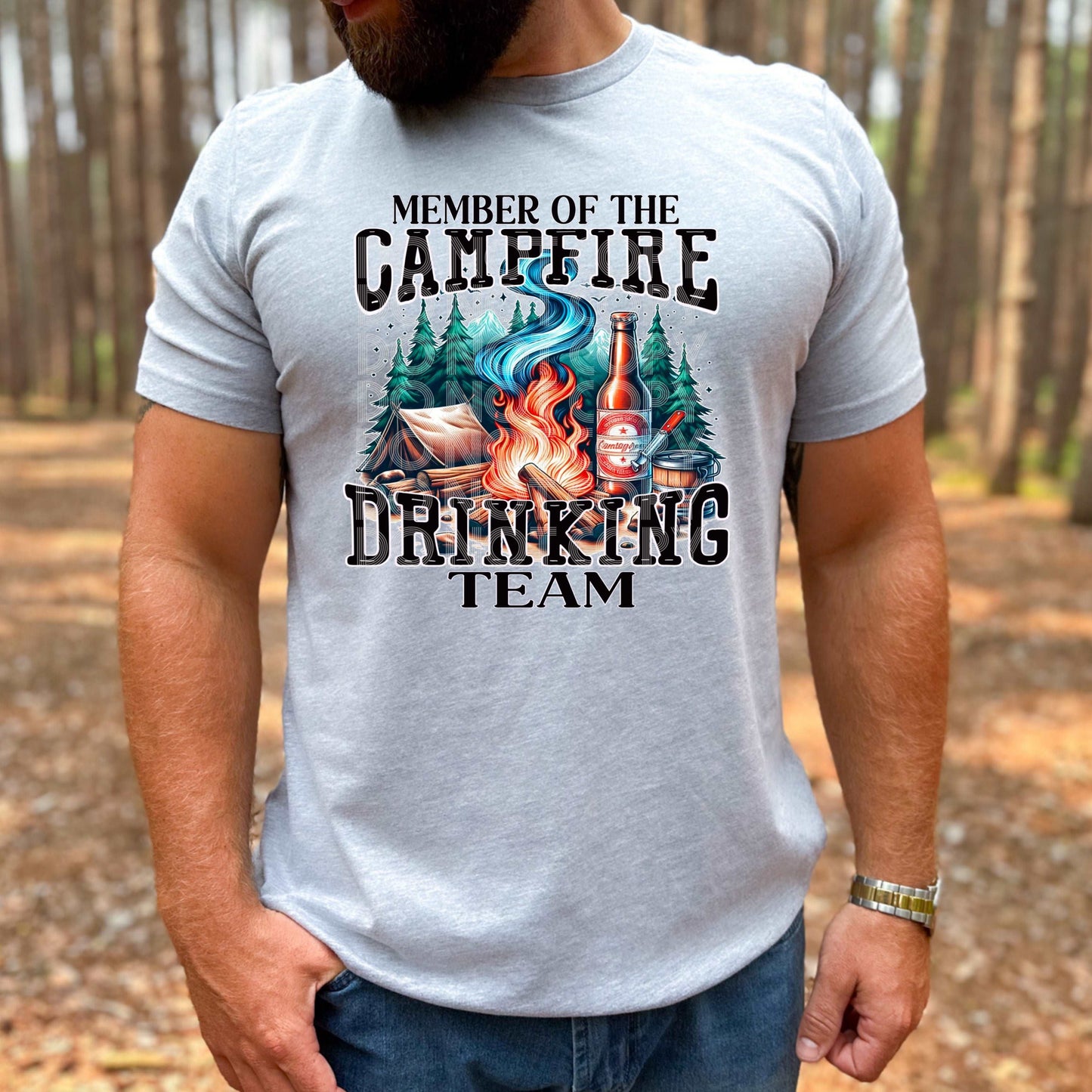 Campfire Drinking Team #3122 - Ready to Press DTF Transfer Full Color - Pro Blanks