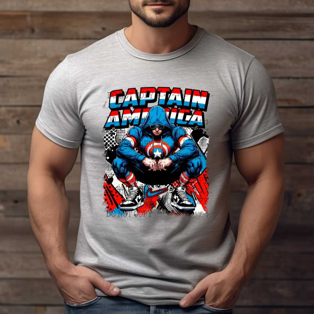 Captain America #2041 - Ready to Press DTF Transfer Full Color - Pro Blanks
