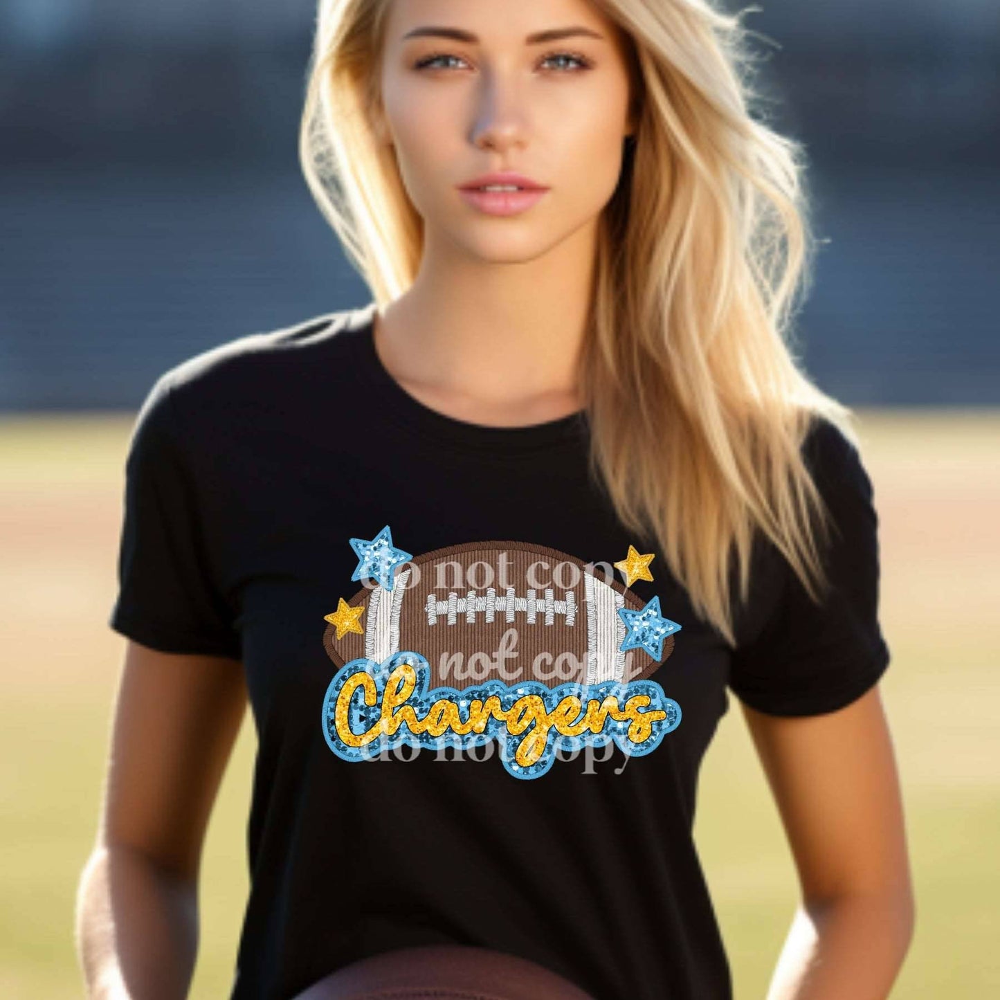 Chargers Sequins & Embroidered - Ready to Press DTF Transfer Full Color - Pro Blanks