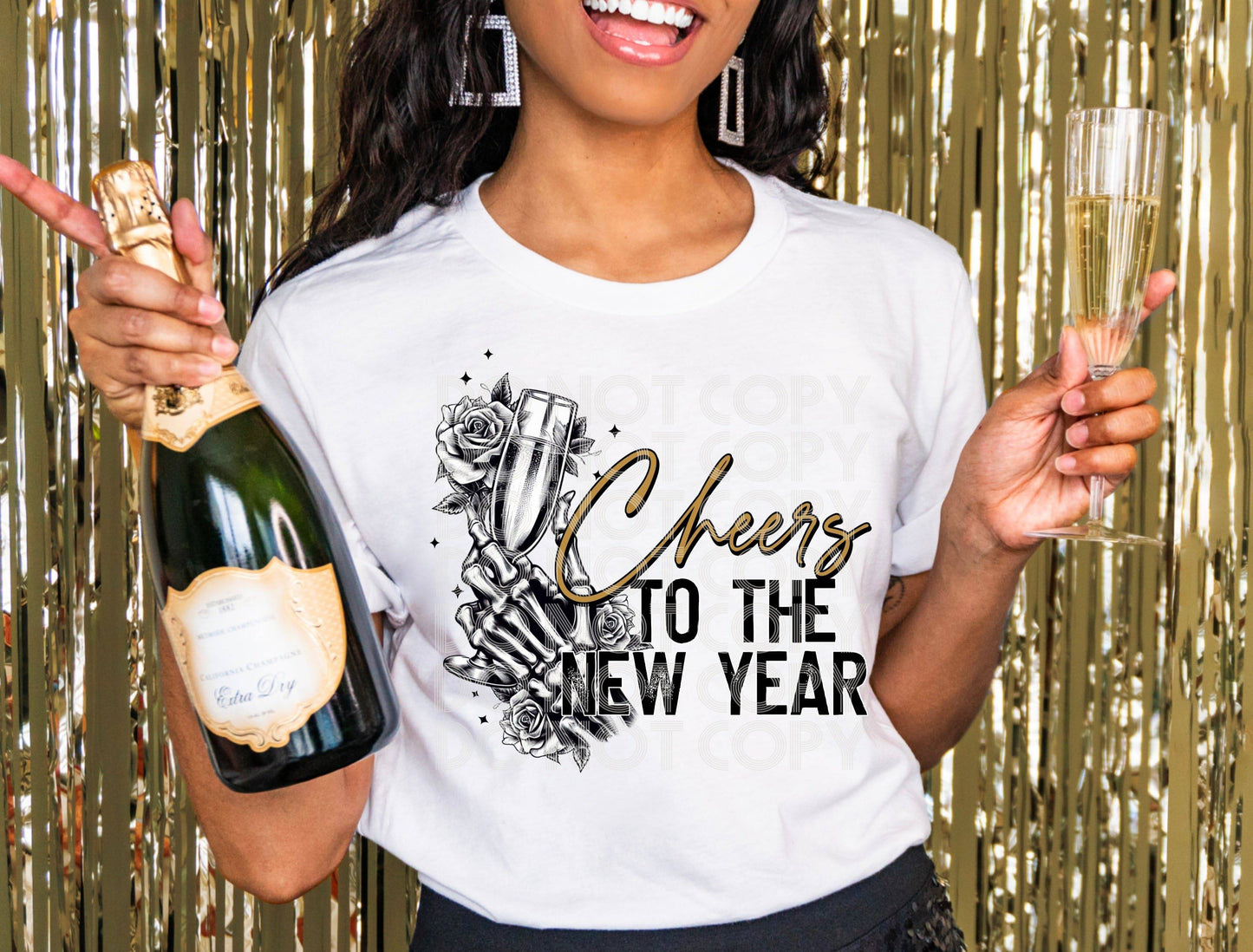 Cheers To The New Year #4151 - Ready to Press DTF Transfer Full Color - Pro Blanks