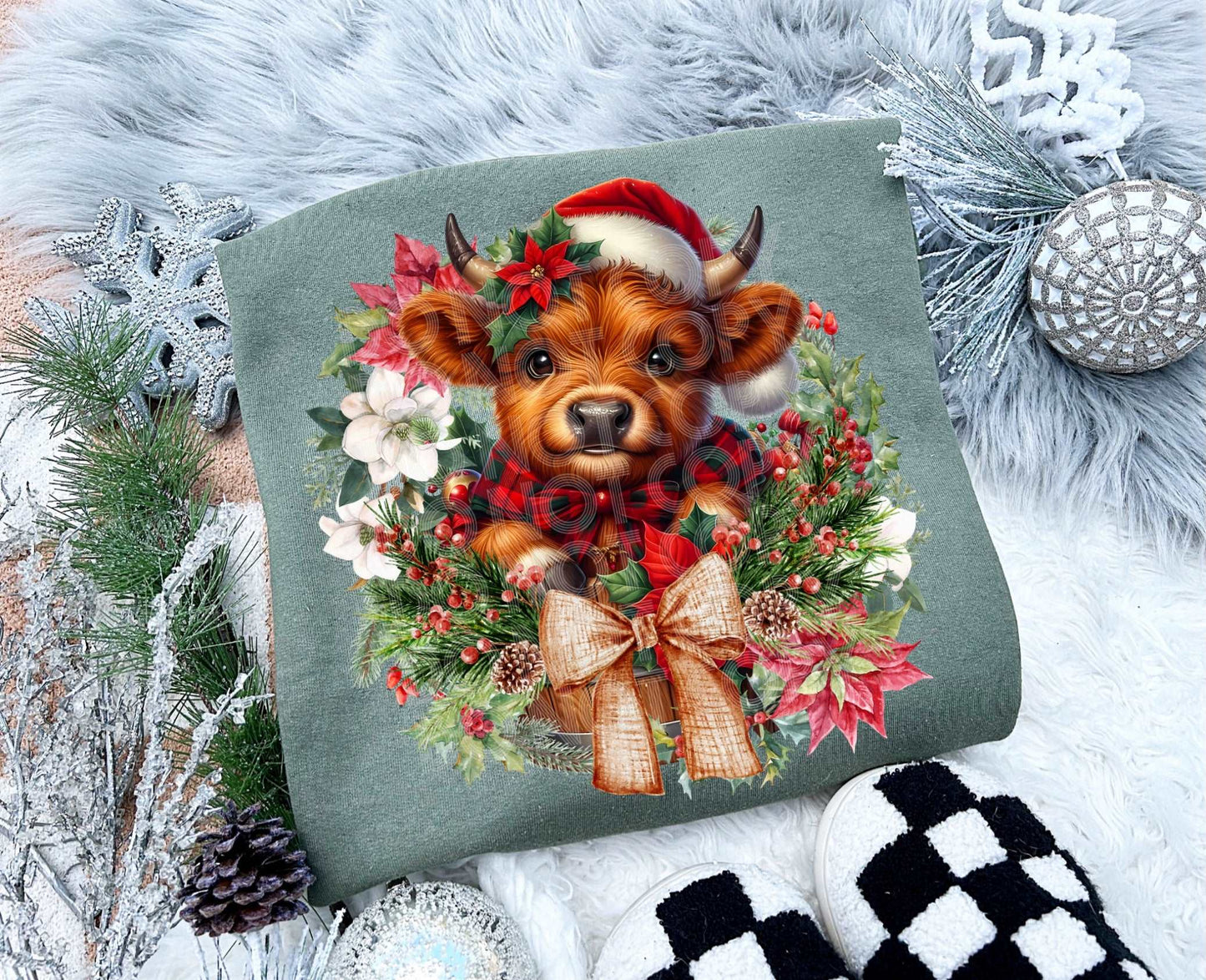 Christmas Cow #3992 - Ready to Press DTF Transfer Full Color - Pro Blanks